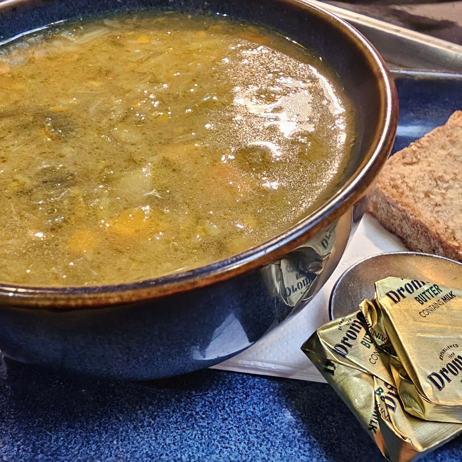 Soup of the day with wheaten bread and butter